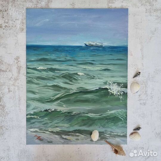 Картина маслом на холсте море