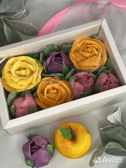 Зефирные цветы в коробке