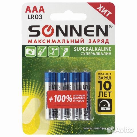 Батарейки комплект 4 шт., sonnen Super Alkaline