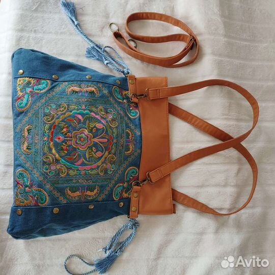 Новая джинсовая сумка вышивка