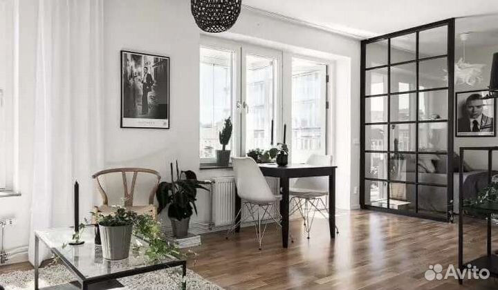 Перегородка Лофт Стекло Металлокаркас