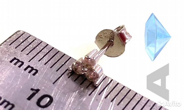 Серьги трио с бриллиантами(муассанитами)