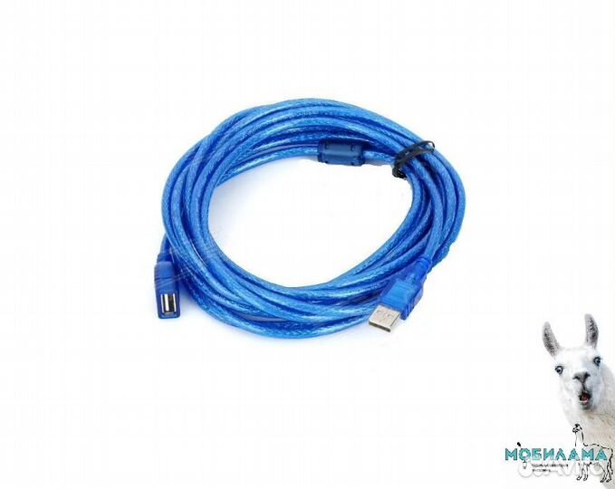 Удлиннитель USB 10 метров папа-мама (синий)