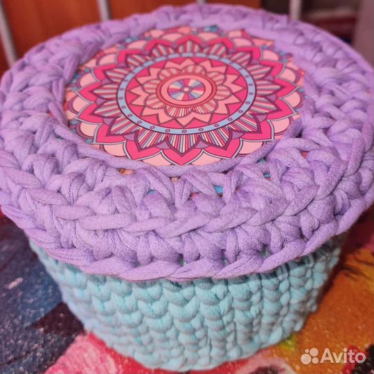 Корзинка из трикотажной пряжи