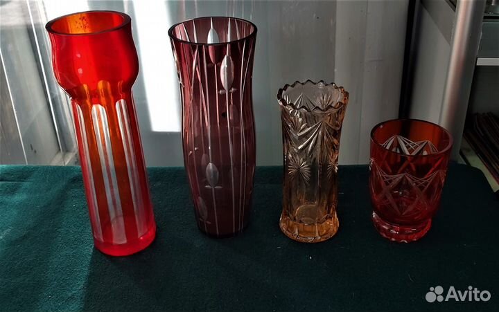 Вазы из цветного стекла СССР