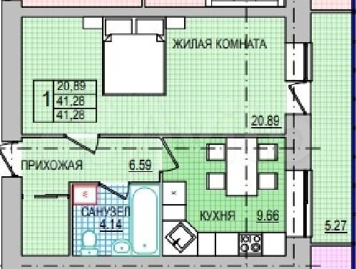 1-к. квартира, 41,8 м², 7/9 эт.