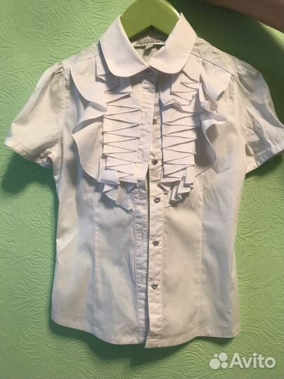 Блузка белая для девочек 140