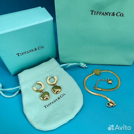 Tiffany браслет 1 + серьги gold