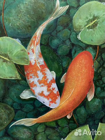 Картина маслом Карпы Кои