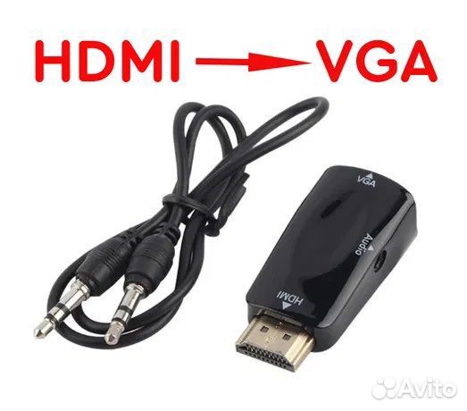 Переходник hdmi vga новый черный с aux
