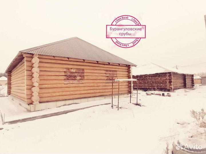 Срубы бань 5х4 с выносом под террасу 2м