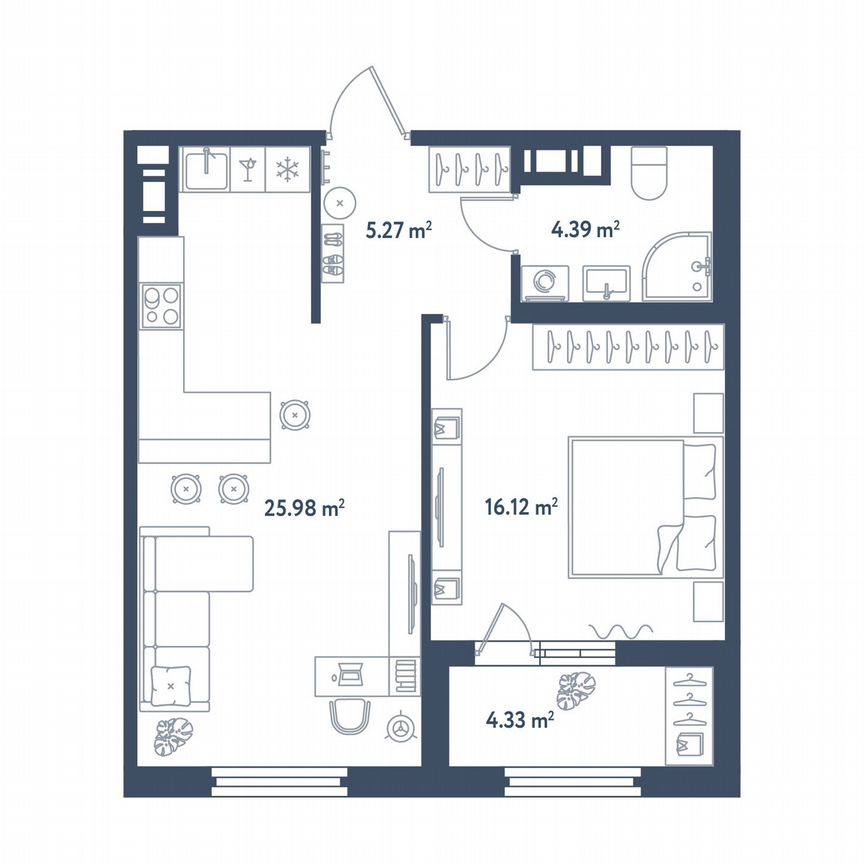 1-к. квартира, 53,9 м², 8/11 эт.