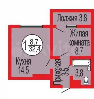 1-к. квартира, 33 м², 5/17 эт.