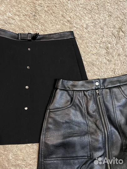 Кожаная мини юбка xs