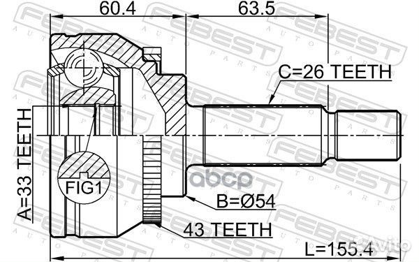 Шрус внешний 33X54X26 mitsubishi carisma DA 199