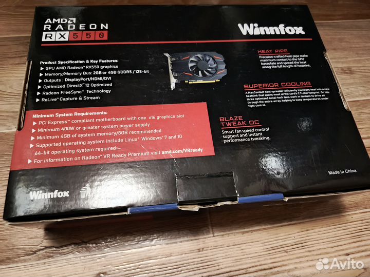 Видеокарта AMD Radeon RX 550, 4 гб gddr5