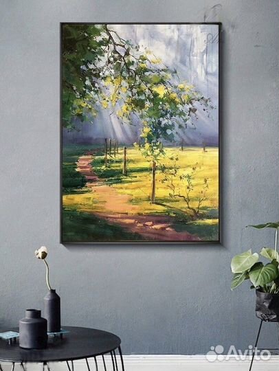 Картины с летним пейзажем в интерьер маслом Лето