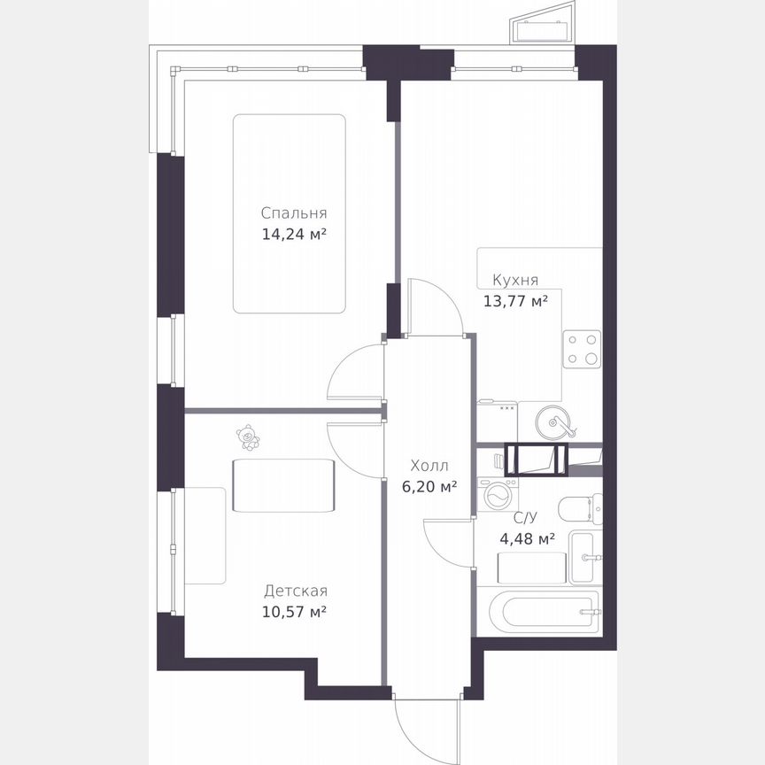 2-к. квартира, 49,3 м², 4/11 эт.