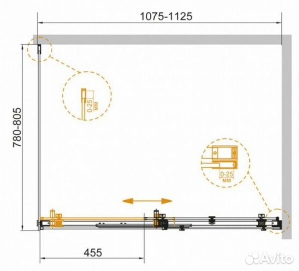 Душевой уголок Cezares stylus-soft-AH-1-110/80