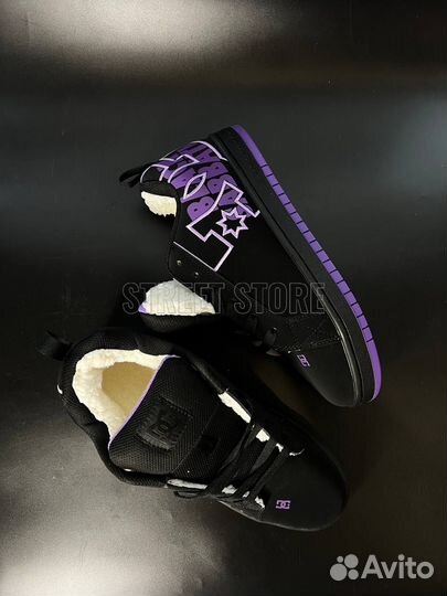 Дутыши кеды Dc Shoes Court Graffik purple Зимние