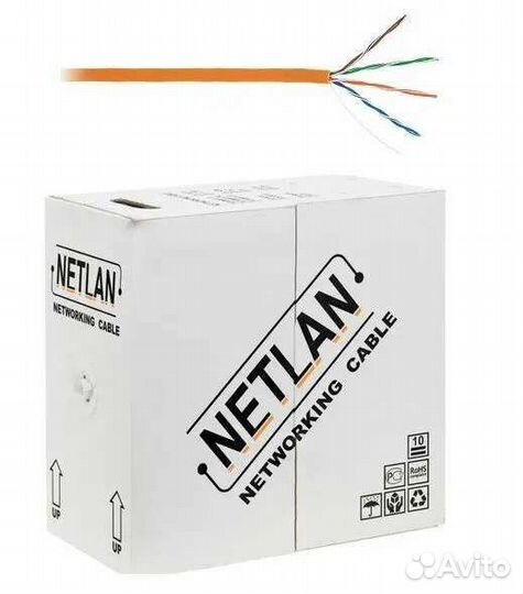 Кабель (витая пара) UTP 5е, медный,оранжевый, 305м