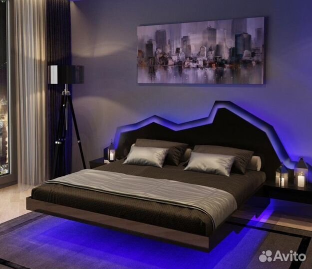Парящая кровать с подсветкой