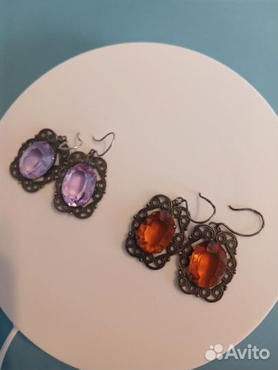 Серебряные серьги СССР 875 пробы