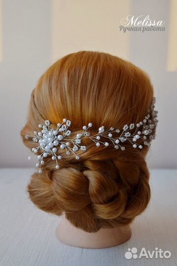 Свадебное украшение для волос веточка-венок