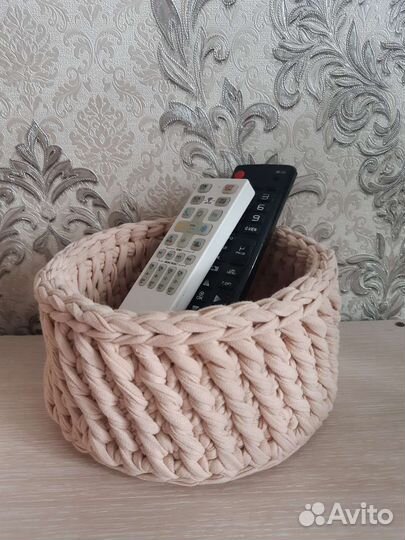 Корзинка из трикотажной пряжи ручная работа