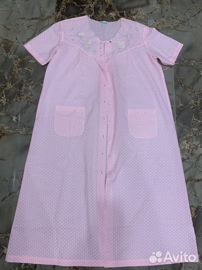 Комплект Ночная ровая сорочка с халатом р44-46