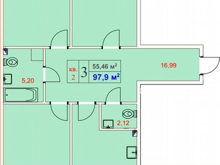 3-к. квартира, 98 м², 1/3 эт.