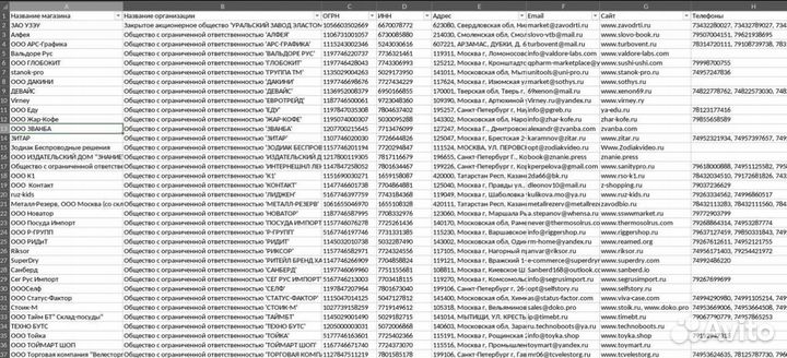 Парсинг 2 гис, соц сети