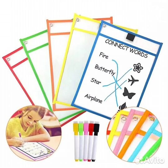 Многоразовая папка для занятий+ 8 цветных маркеров