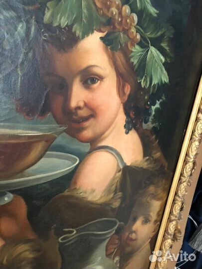 Антикварная картина,19 век, рама позолото, 120х100