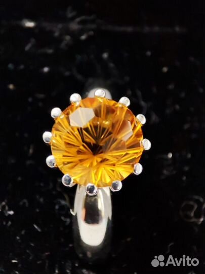 Элегантное серебр. кольцо с натуральным Цитрином