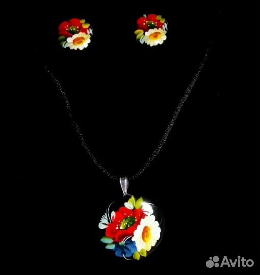 Набор украшений с ручной авторской росписью