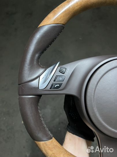 Руль коричневый + дерево Porsche Cayenne Panamera