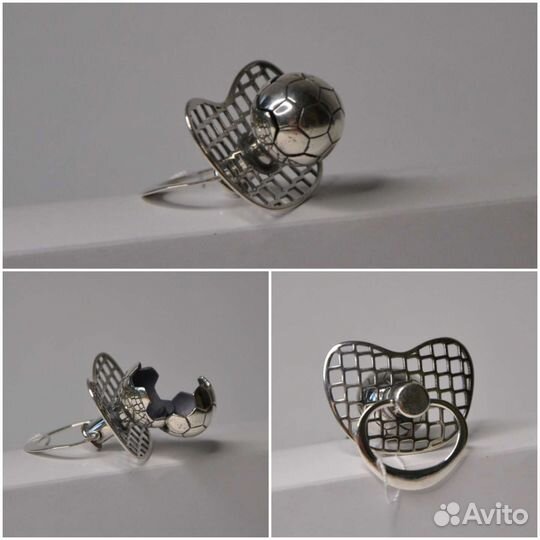 Погремушка Пустышка Соска шкатулка серебро 925