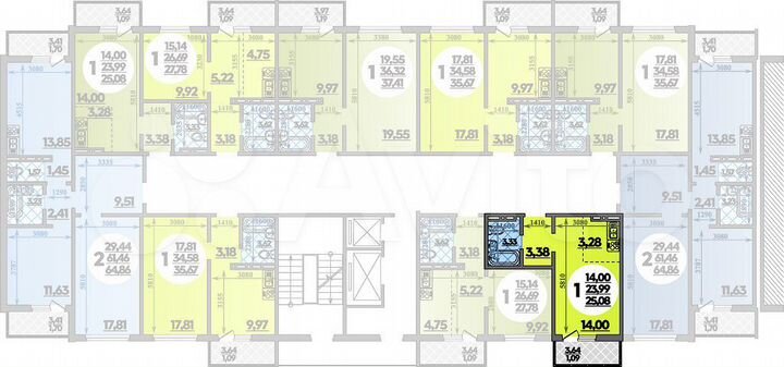 Квартира-студия, 25,1 м², 17/18 эт.