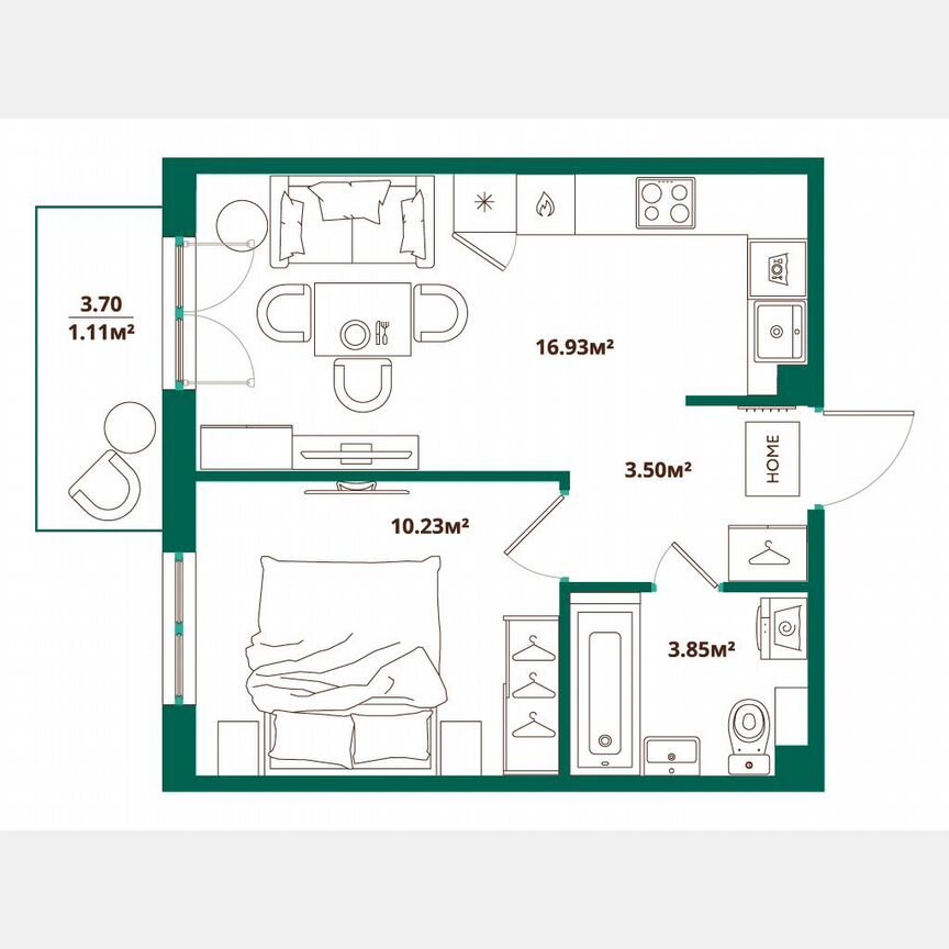 1-к. квартира, 35,6 м², 1/12 эт.