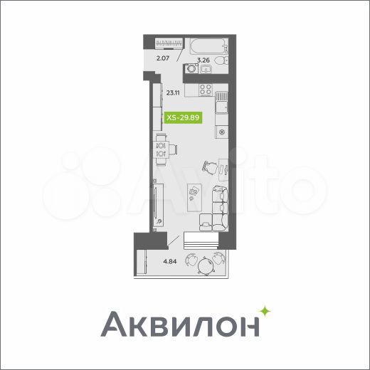 Квартира-студия, 30 м², 4/11 эт.