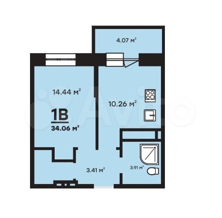 1-к. квартира, 34,1 м², 6/15 эт.