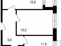 2-к. квартира, 57,5 м², 3/20 эт.