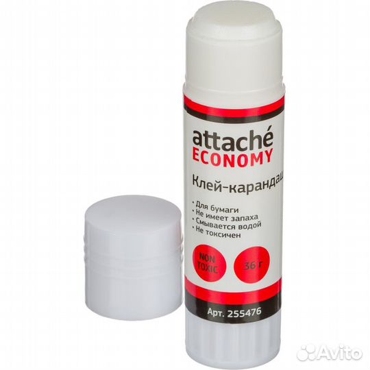 Клей-карандаш Attache 36 г, основа пва, уп 24шт