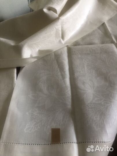 Скатерть белая жаккард банкетная СССР