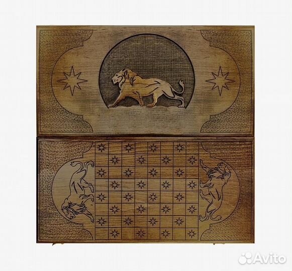Нарды и шашки резные Дикий кот 60 х 60 см бук Армения 62737