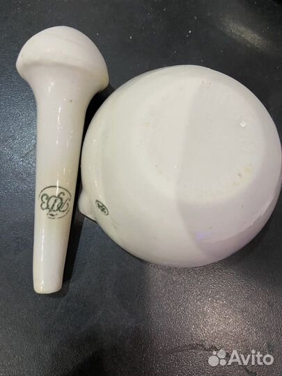 Ступа лабораторная с пестиком рфз фаянс СССР