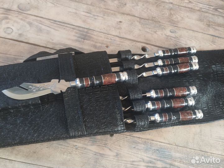 Подарочные шампура прем качество, каменная ручка