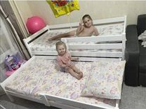 Кровать для 2-х детей из березы (белая)