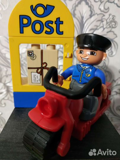 Lego duplo, почта, мусоровоз, фронтальный погрузчк